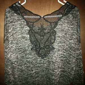 Marble knit sweater with lace back